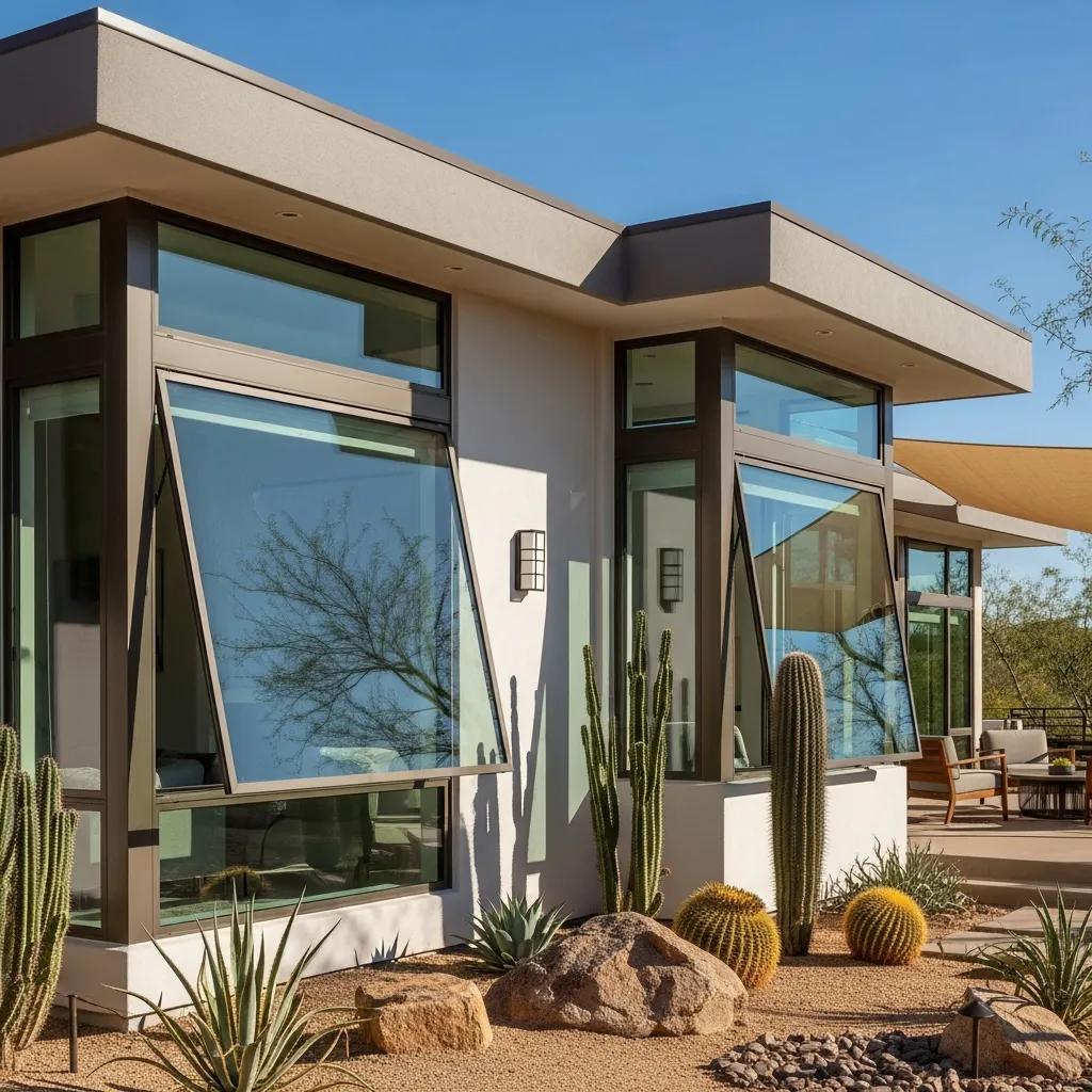 Tilt-and-turn windows in a modern Arizona home, emphasizing energy efficiency and design